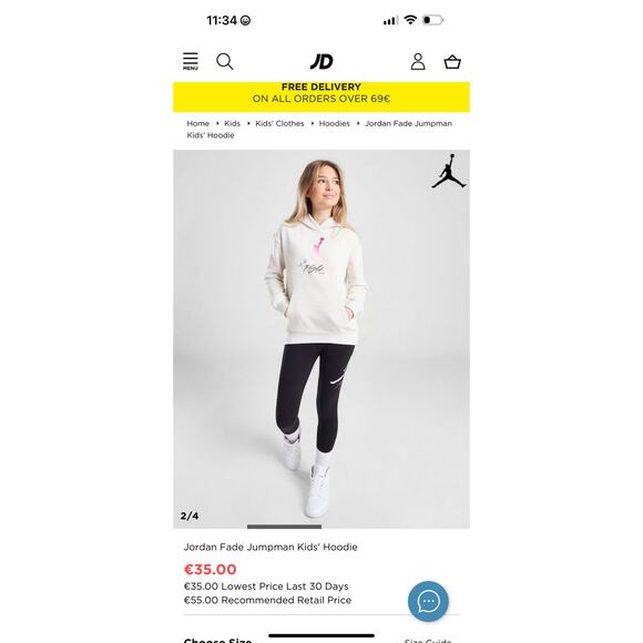 Jordan Shirts Tops Jordan Fade Jumpman Kids Hoodie Size L